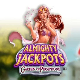 Almighty Jackpots: Garden of Persephone online game logo by Novomatic on spillehallendk.com