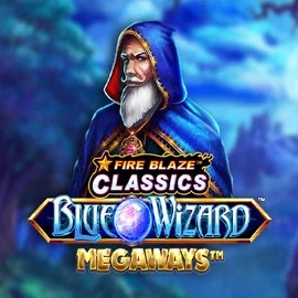 Slots logo of Fire Blaze Blue Wizard Megaways from Rarestone Gaming at Spillehallen Casino