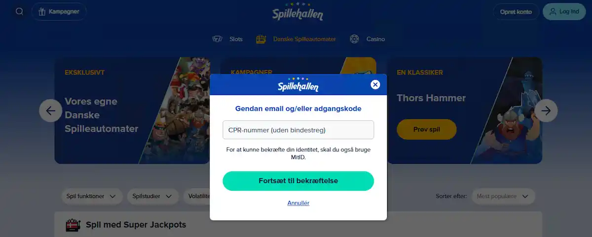 Genopret adgangen til din Spillehallen Casino konto