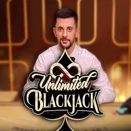 Unlimited Blackjack online game logo by Ezugi on spillehallendk.com